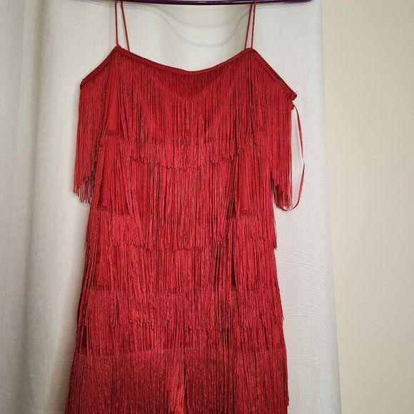 NWT Sincerely Jules Red Fringe Romper - Picture 6 of 7